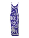 Etro Blue Long Dress With Spaghetti Straps And All-over Print