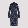 Etro Floral-pattern Mock-neck Midi Dress In Blue
