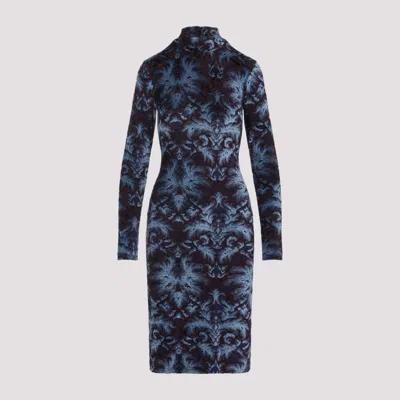 Etro Blue Long-sleeve Midi Dress