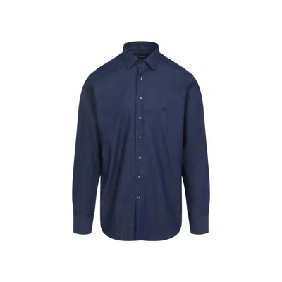 ETRO BLUE LONG SLEEVES LOGO SHIRT
