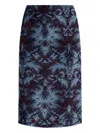 Etro Velvet Brocade Knee-length Skirt With Back Slit In Blue
