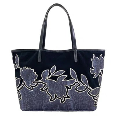 Pre-owned Etro Blue Navy Pvc Canvas Tote Bag () In Blue, Navy