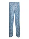 Etro High-waisted Cotton Gabardine Trousers With Floral Detailing