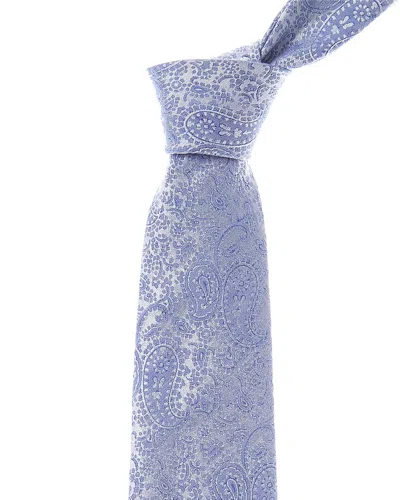 Etro Blue Paisley Linen & Silk-blend Tie