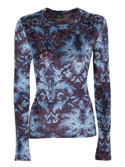 ETRO BLUE PAISLEY LONG SLEEVE TOP