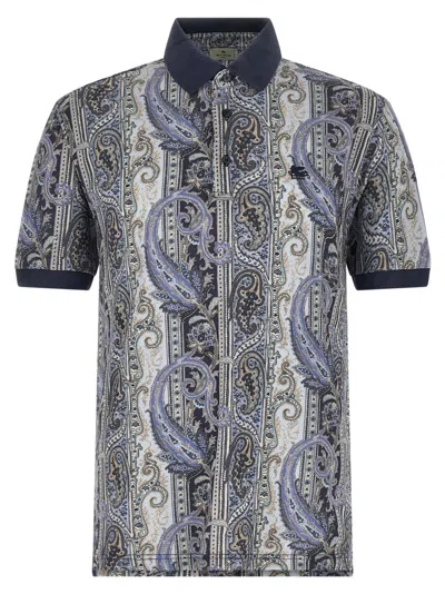 Etro Blue Paisley Print Polo