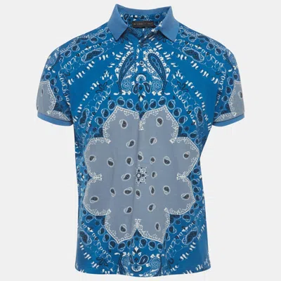 Pre-owned Etro Blue Paisley Print Polo T-shirt M
