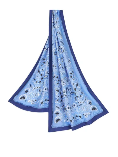 Etro Blue Paisley Print Scarf