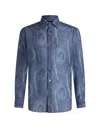 Etro Men's 3-fabrics Formal Shirt In Blue