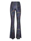 Etro Blue Paisley Print Stretch Chenille Flared Trousers In Multi