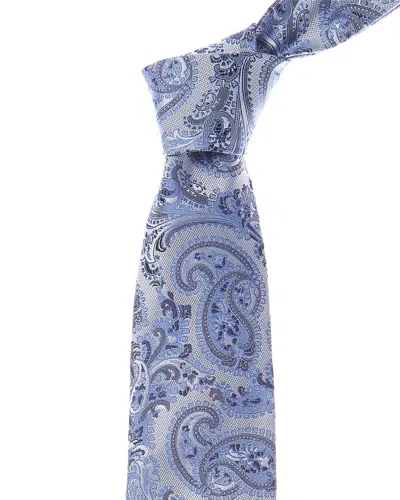 Etro Blue Paisley Silk Tie In Multi