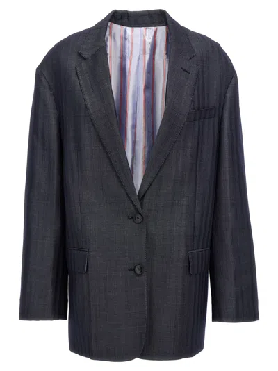 ETRO BLUE PEGASO SINGLE-BREASTED BLAZER