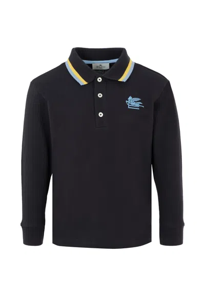 Etro Kids' Blue Polo Shirt For Boy With Pegasus