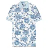 Etro Floral Pattern Polo Shirt With Contrasting Collar In Blue