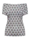 Etro Blue Printed Off Shoulder Top In Multi