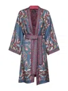 Etro Women Blue Printed Silk Twill Long Kesa In Blue