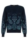 Etro Floral Jacquard Wool Sweater In Blue