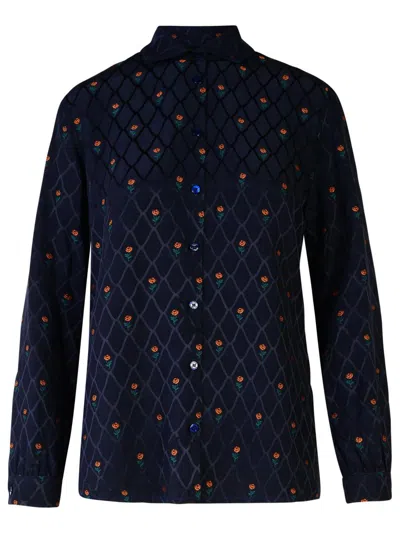 ETRO ETRO BLUE SILK BLEND SHIRT