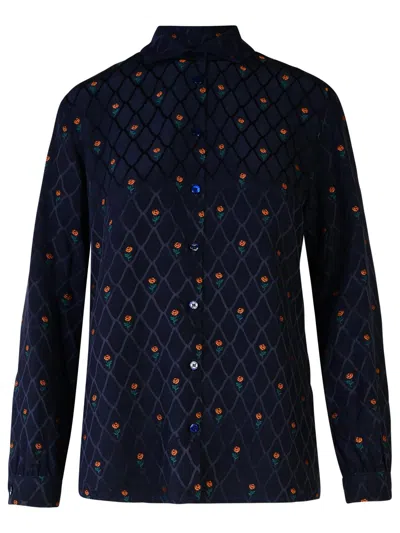 ETRO ETRO BLUE SILK BLEND SHIRT WOMEN