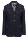 Etro Denim Blazer With Contrast Stitching And Front Pockets In Blue