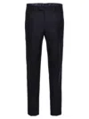 Etro Blue Slim Flat Front Pants In Black