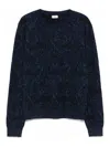 Etro Blue Sweater With Paisley Print In Cotton-wool Blend In Blue