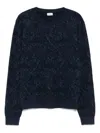 Etro Blue Sweater With Paisley Print In Cotton-wool Blend In Blue