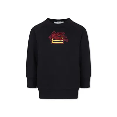 Etro Kids' Blue Sweatshirt For Boy With Pegaso And Logo