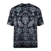 Etro Blue T-shirt In Cotton With Floral Print In Black
