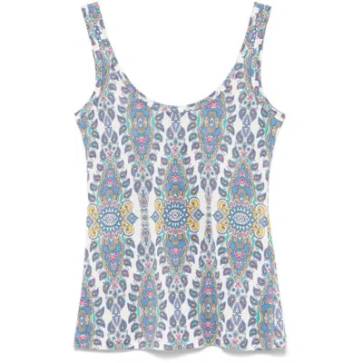 Etro Natural Tank Top Amebas Print In Gray