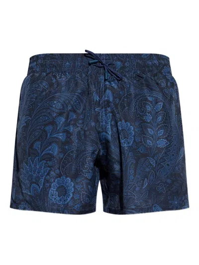 Etro Blue Trunk Roma Polyester Swim Shorts