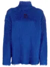 Etro Button-detailed Knitted Turtleneck Sweater In Blue
