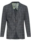 Etro Single-breasted Checked Jacket In Gray