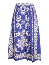 Etro Blue-white Paisley Midi Skirt In Multi