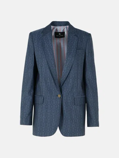 Etro Blue Wool Blazer
