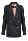 Etro Double-breasted Wool Jacquard Jacket In Blue