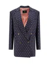 Etro Double-breasted Wool And Cotton-blend Jacquard Blazer In Blue
