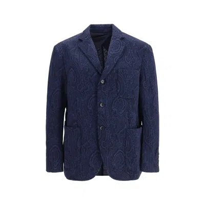 Etro Navy Blue Paisley Blazer