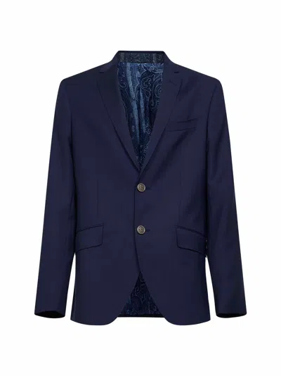Etro Men Blue Wool Single-breasted Jacket