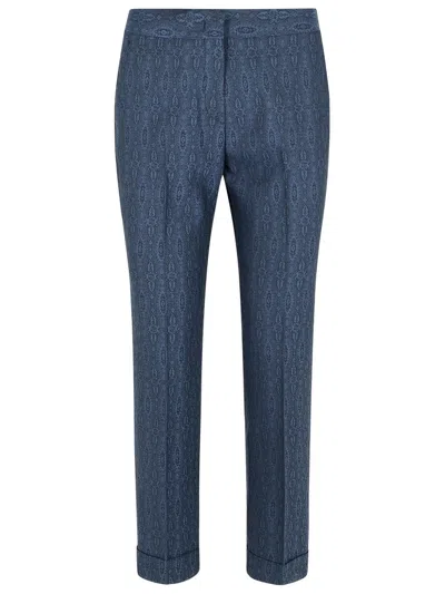 ETRO ETRO BLUE WOOL TROUSERS WOMEN