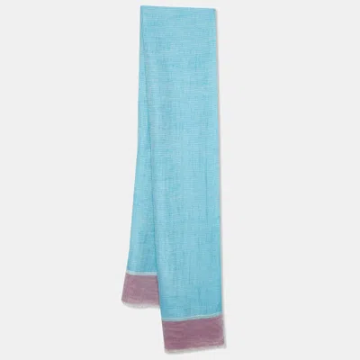 Pre-owned Etro Blue/pink Linen & Cotton Stole