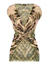 Etro One-shoulder Printed Twist Detail Blouse In Nude & Neutrals