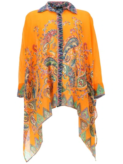 Etro Blusa Da Spiaggia Con Stampa In Orange