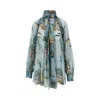Etro Floral Long Sleeve Loose Fit Top In Blue