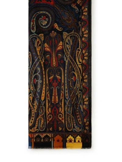 Etro Boheme Black Silk Blend Scarf