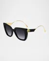 Etro Bold Pegaso Curved Acetate Sunglasses In Black