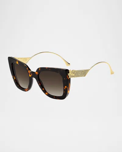 Etro Bold Pegaso Curved Acetate Sunglasses In Brown