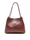 Etro Chestnut Brown Leather Bag With Braided Handle And Clasp In Brown