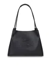 Etro 'libra' Black Shopper With Tone On Tone Pegaso Motif In Black