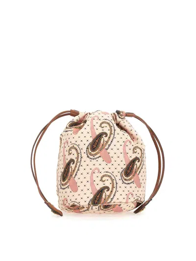 Etro Pouch With Paisley Pattern And Polka Dots In Nude & Neutrals